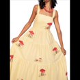 thumbnail image 2 of Vestido Bohemio de Verano para Mujer, Bordado, Sin Mangas, Fruncido, Holgado, para Playa y Vacaciones Amarillo L, 2 of 9