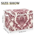 thumbnail image 3 of Foldable Fabric Storage Bin With Handle Collapsible Basket Box Storage With Lid Organizer Red Damask Pattern, 3 of 7