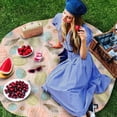 thumbnail image 3 of Spring Easter Round Tablecloth 60 Inch - Waterproof Fabric Table Cloth Protector, Pink Teal Blue Easter Eggs Boho Feather Tablecloths Washable Table Cover for Kitchen Banquet Party, 3 of 6