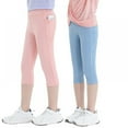 thumbnail image 3 of GYRATEDREAM Girls' Active Leggings - 2 Pack Below Knee Length Performance Yoga Pants with Pocket (Little Girl/Big Girl) 4-13 Years, 3 of 17