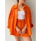 thumbnail image 5 of Conjunto de pantalones cortos con cuello vuelto liso para mujer, atuendo informal, traje holgado, moda de verano, ropa femenina, conjuntos de 2 piezas, 2024, 5 of 5