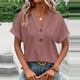 thumbnail image 2 of Camisa para mujer,Camiseta de cuello en V para mujer, blusa informal de manga corta, mezcla de poliéster y elastano, tejido suave y transpirable, ideal para uso diario y en casa, sopatenor, 2 of 8