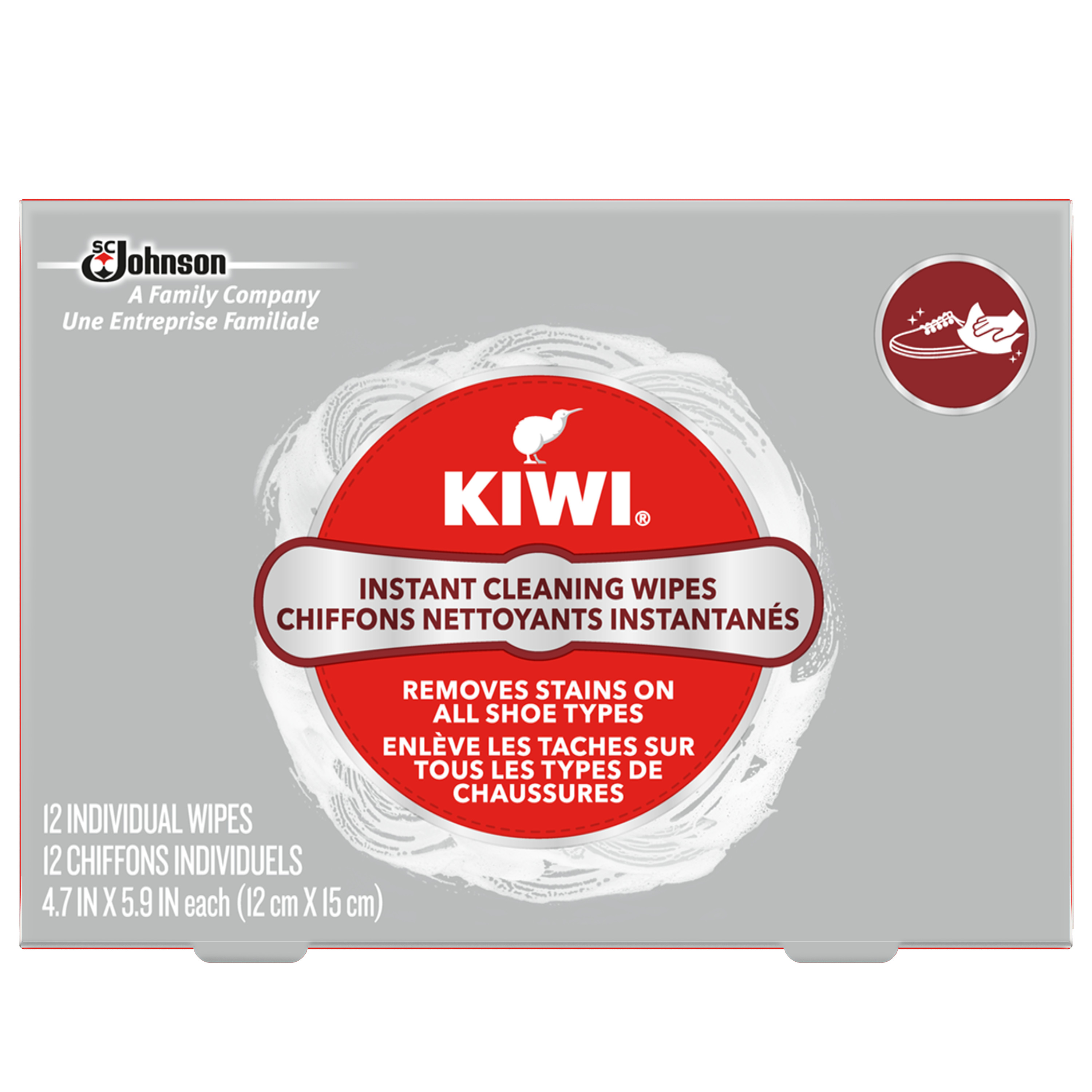 KIWI Instant Cleaning Wipes, 12 count (1 Pack)