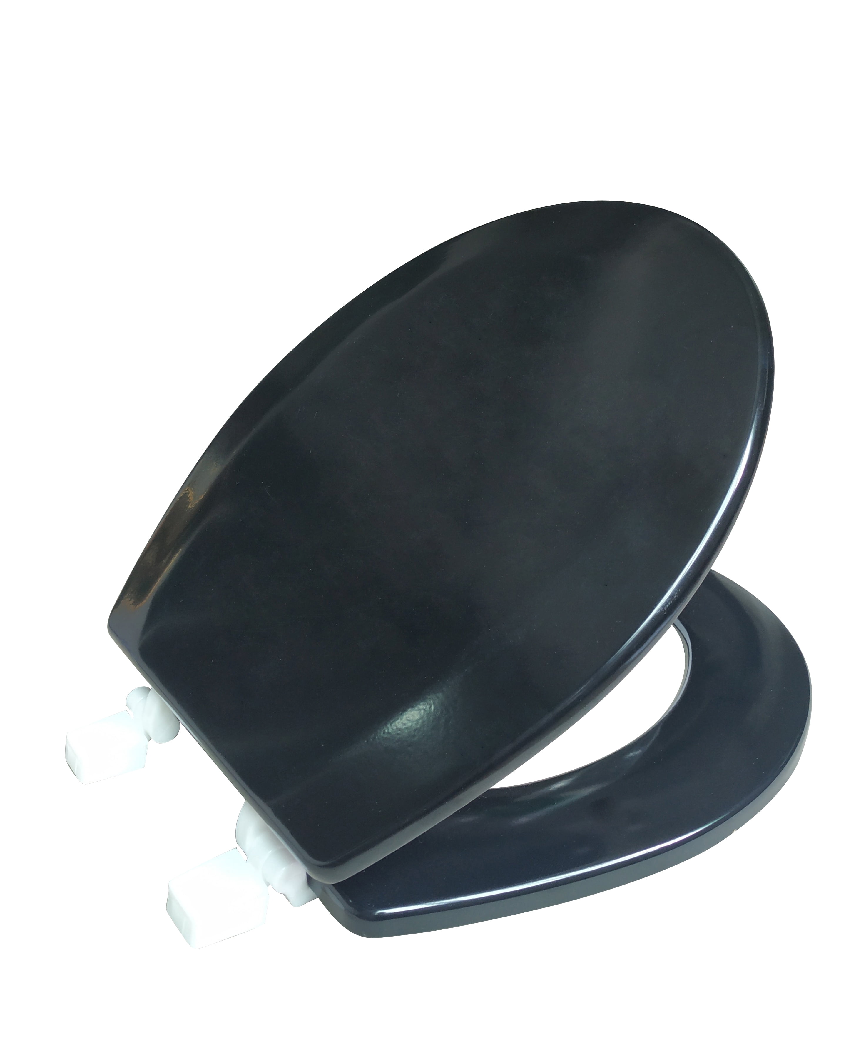 Dream Bath Beveled Edge Heavy Duty Round Toilet Seat with non-slip seat and quick-attach easy install hardware, MDF Black