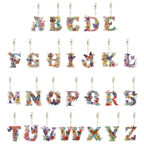 Llavero Con Letras Diamantes Llaveros Taladro 26 Piezas Doble Cara