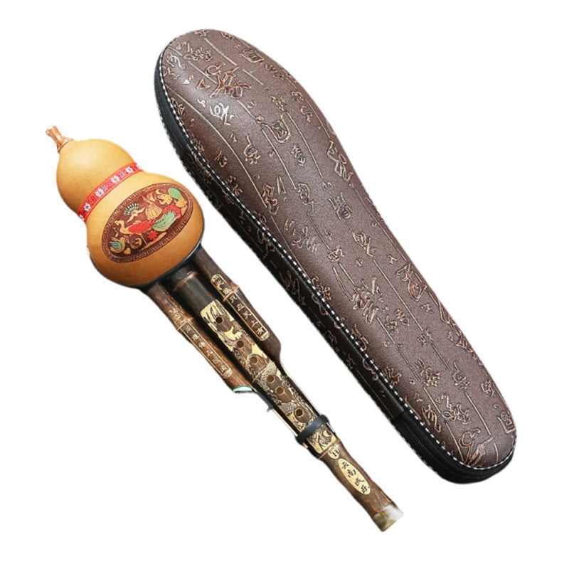 Gourd Flute Made of Bamboo, Chinese Hulusi Gourd Flute, National Wind Instrument in B-flat key Traditional Hulusi Flute Professional Flute Instrument for Music Lovers Beginners