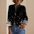 thumbnail image 4 of Floral Linen Shirt for Women Spring Summer Boho Front Button Down Tops Vintage Casual Long Sleeve Oversized Tees Top, 4 of 6