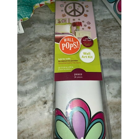 WALL POPS Peace Sign Floral Wall Art Kit NEW Hippie 60's Retro Removable Decals