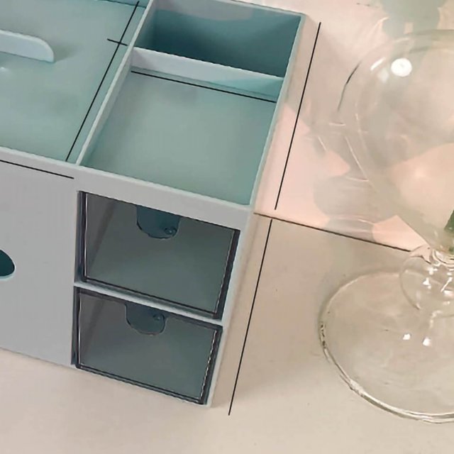 Organizador de maquillaje, caja de almacenamiento de cosméticos, cesta de pañuelos de mesa, caja de almacenamiento de cosméticos, características mejoradas Jadeshay A