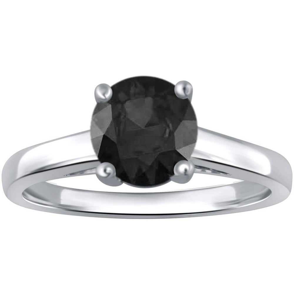 V.I.P. 1.0 Carat T.W. Black Diamond Sterling Silver Solitaire Ring