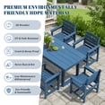 thumbnail image 3 of SERWALL 5-Piece Outdoor Patio Dining Set, All-Weather HDPE Table and Chairs, Rectangular Table with Umbrella Hole, Seats 4, Low Maintenance,Blue, 3 of 10