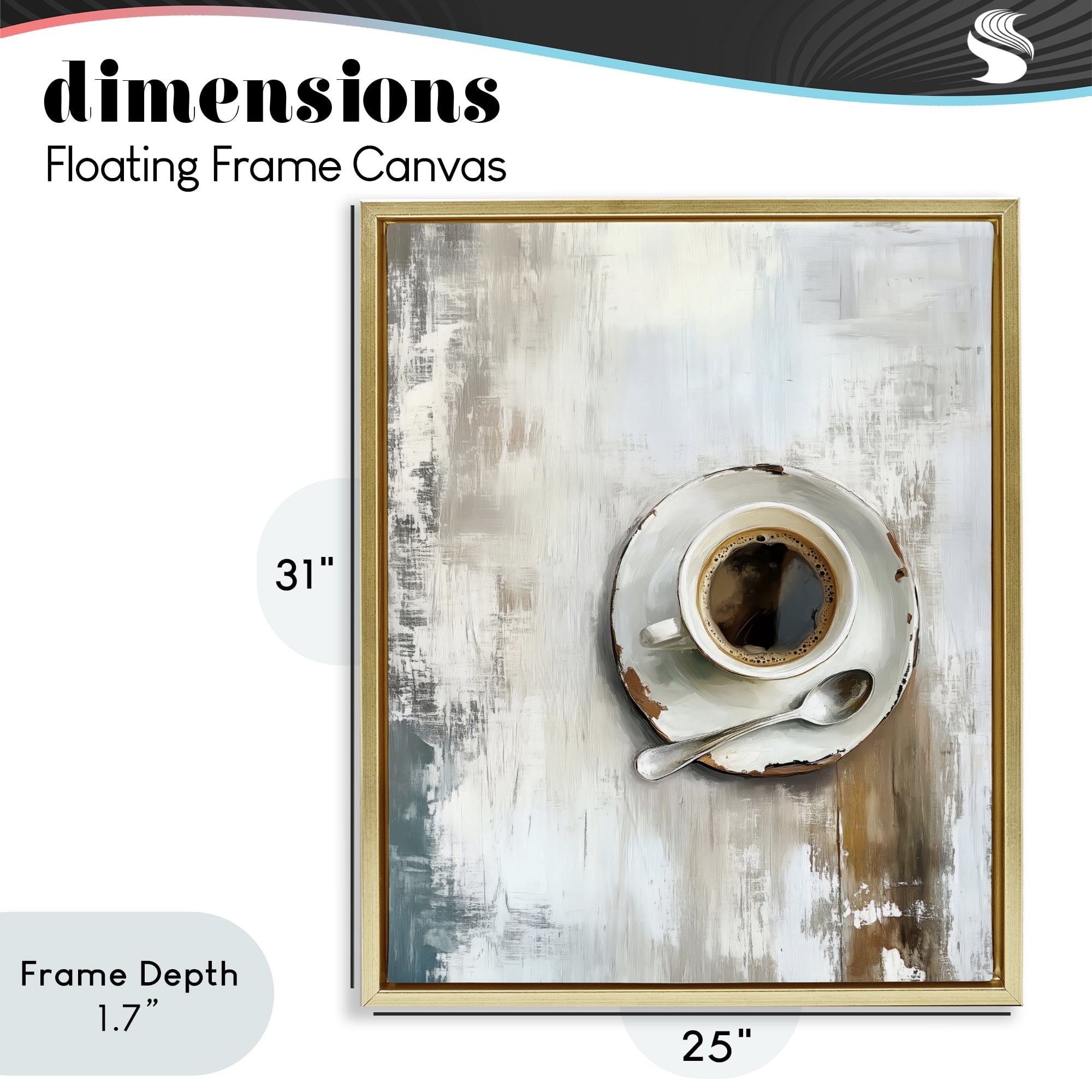 Stupell Industries Neutral & Rustic Cup of Coffee Gold Framed Floater Canvas Wall Art, design by LSR Design Studio