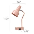 thumbnail image 4 of Simple Designs 15.2" Sleek Essentials Metal Cone Shade Desk Lamp With Adjustable Shade And Dual Usb Ports, For Office, Desk, Nightstand, Dorm, Pink, 4 of 6