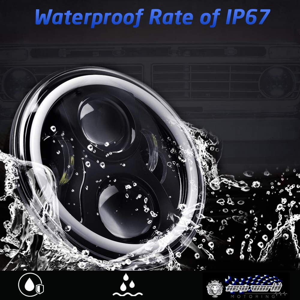 7 Inch LED Halo Headlights for Jeep Wrangler JK TJ LJ CAR TRUCK Hi//Lo Beam with DRL Angel Eyes 2PCS H6014 H6015 H6017 H6024