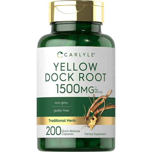 Yellow Dock Root Extract | 1500mg | 200 Capsules for Men and Women | by Carlyle