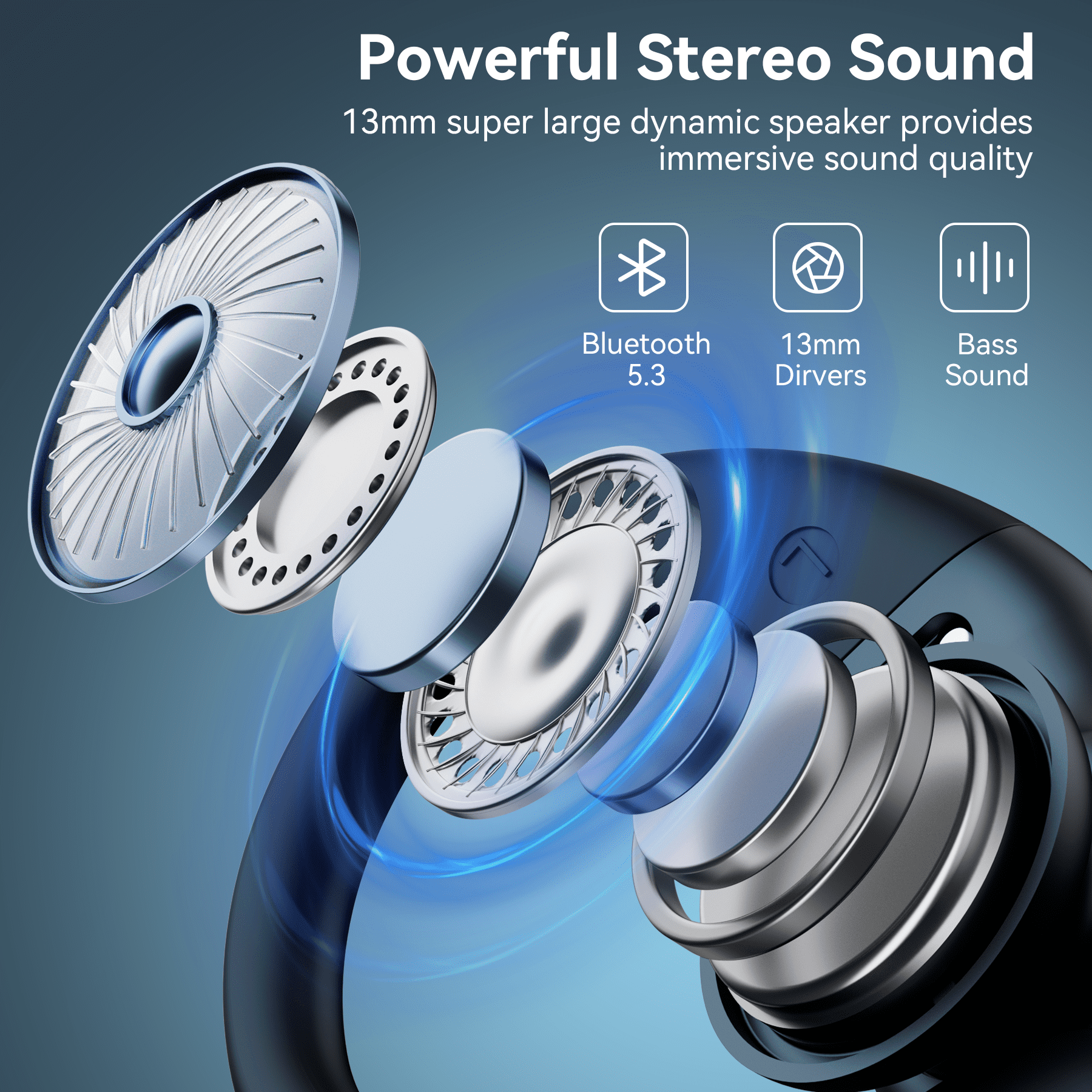VEAT00L V6 Bluetooth Headphones Wireless Earbuds 88Hrs Playback Sport Ear Buds with Earhook Digital Display Charging Case IPX7 Waterproof Earbud Deep Bass Running Earphones for iOS Android Cellphone thumbnail 4