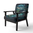 thumbnail image 3 of Designart "Vibrant Coastline Tree at Night" Blue Japon Landscape Upholstered Accent Chair - Traditional Arm Chair For Living Room, 3 of 5