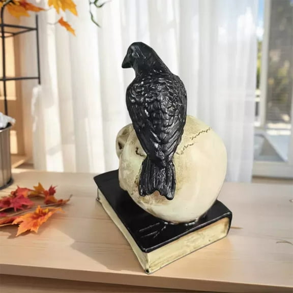 Gallickan Book Decor, Skull Resin Statue for Halloween Living Room Display, Open Book, Party Arrangement Prop, 5 Inch Gothic Library Accent, Multicolor