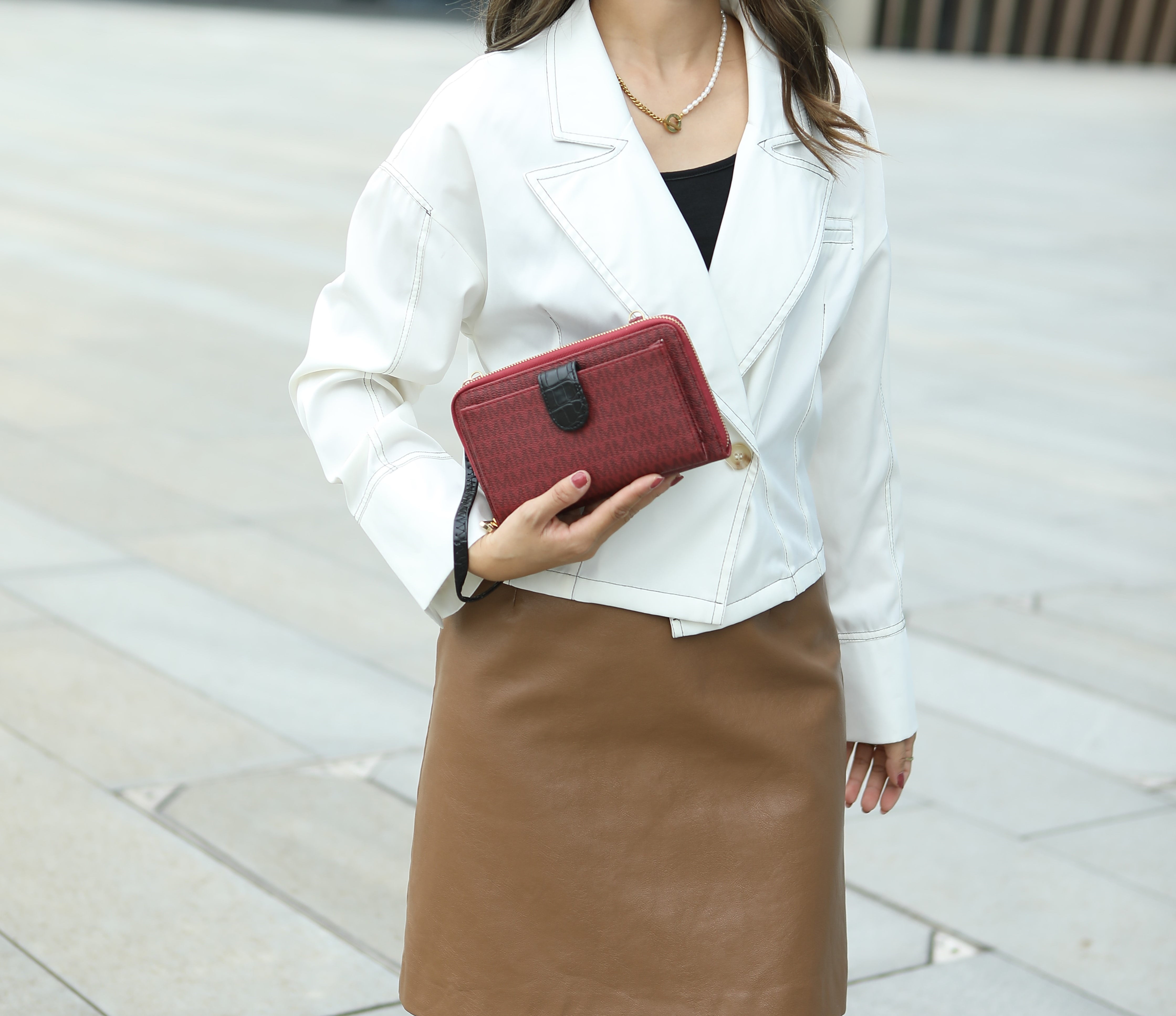 MKF Collection Olya Smartphone Wallet for Women, Sleek Convertible Purse Crossbody Handbag by Mia K - Brown