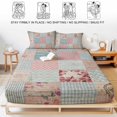 thumbnail image 5 of Twin XL Size Fitted Sheet Set - Vintage Patchwork 2 Piece Bedding Sets 16" Deep Pocket Fitted Sheet with 1 Pillowcases, Rustic Floral Farmhouse Plaid Wooden Plank Brushed Microfiber Hotel Bed Sheets, 5 of 9