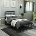 thumbnail image 3 of MAYEERTY Metal Bed Frame Twin Size Platform No Box Spring Needed with Vintage Headboard and Footboard Premium Steel Slat Support，Black, 3 of 5