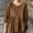 *Brown, variant on Women's V Neck 3/4 Sleeve Button Down Peplum Blouse,Casual Loose Fit Solid Top Army Green,Women's Plus L