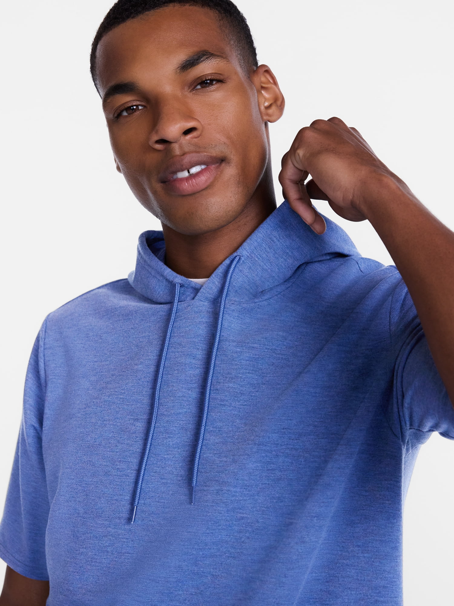 Athletic Works Men's and Big Men's Performance Coach Style Short Sleeve Hoodie Sweatshirt, Sizes XS-5XL