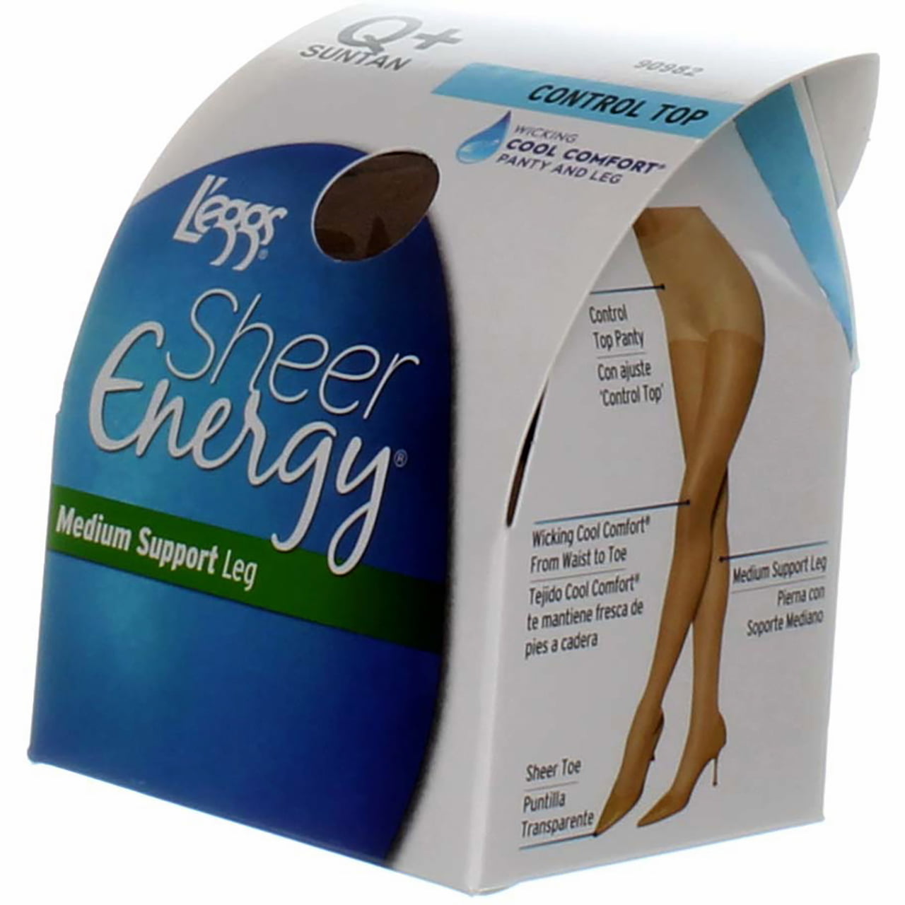 Leggs Sheer Energy Pantyhose, Medium Support Leg, Sheer Panty, Sheer Toe,  Q, Suntan, Clothing