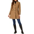 thumbnail image 2 of INSPIRE CHIC Women's Elegant Winter V Neck Long Sleeve Single Breasted Long Overcoat M Camel, 2 of 6
