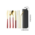 thumbnail image 3 of Travel Stainless Steel Utensils Set with Case – 7-Piece Reusable Flatware Kit Includes Fork, Knife, Spoon, Chopsticks, Straws – Portable Cutlery for Camping, Work, Picnic (Red), 3 of 6