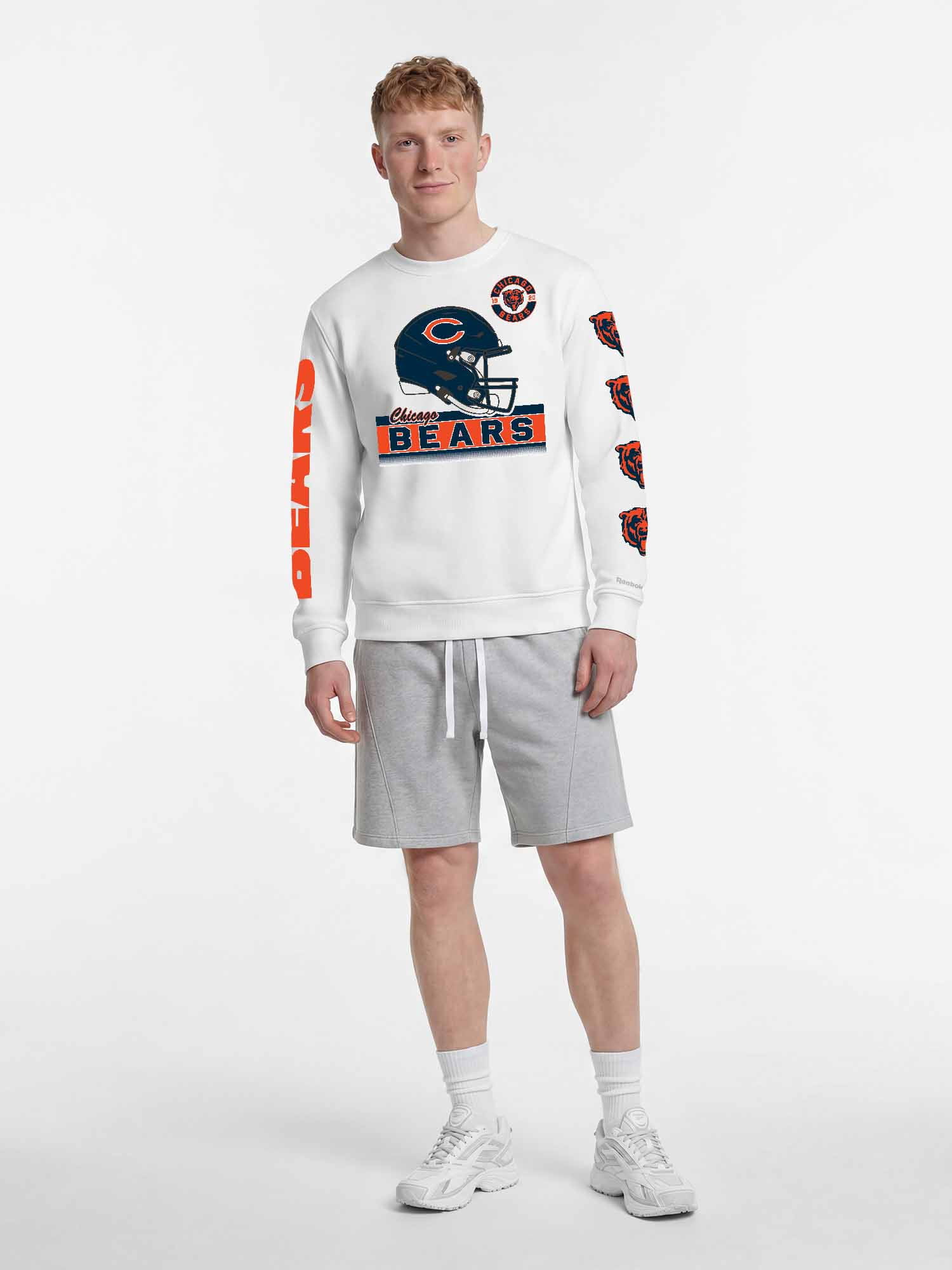 Chicago Bears Reebok Mens White Crew Sweatshirt