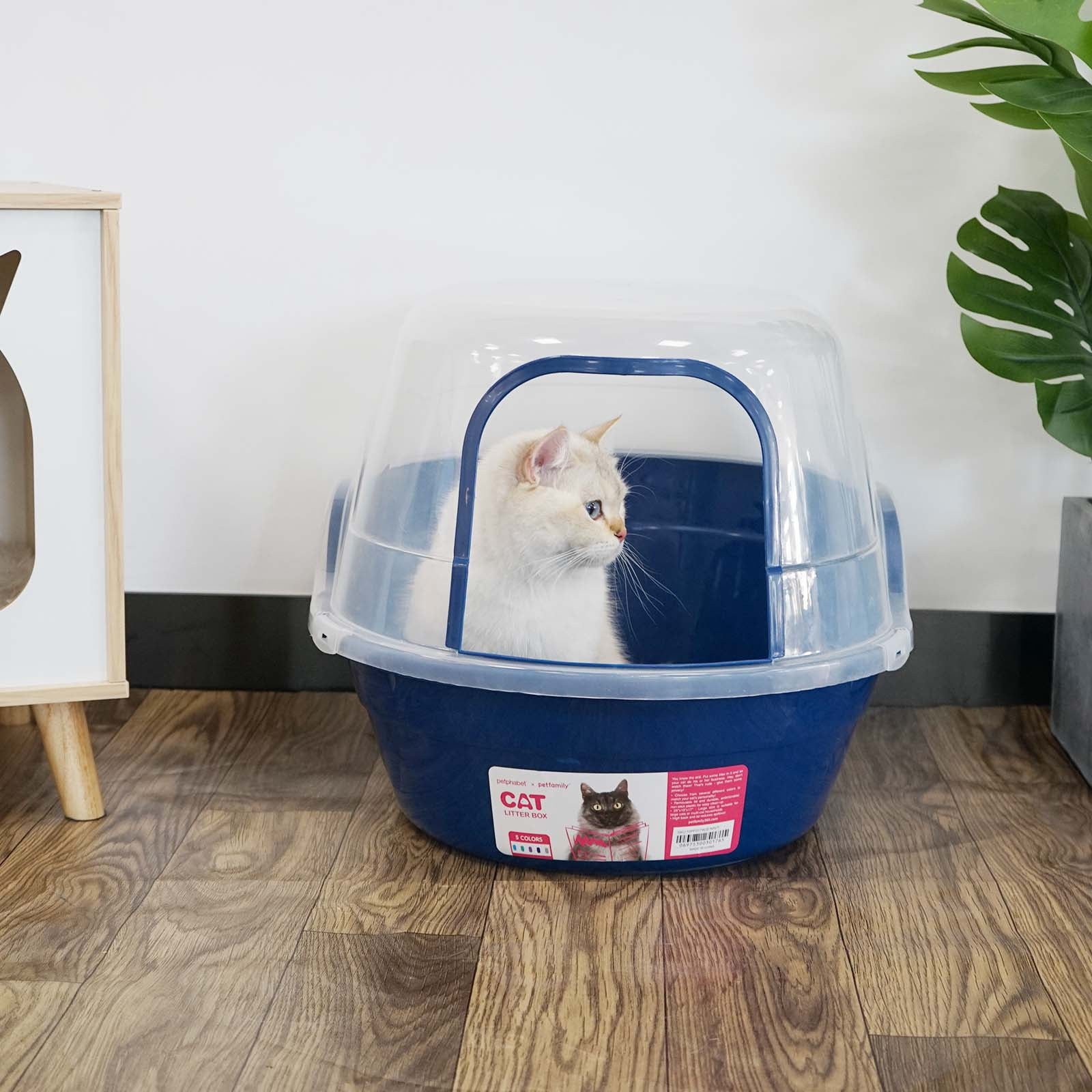 Petfamily Extra Large Cat Litter Box, Navy Blue, Jumbo Hooded, 24.8 x 20 x 16.5 in