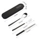 thumbnail image 5 of Advancent Juegos de vajilla de acero inoxidable 304, cubiertos reutilizables para estudiantes, accesorios de viaje de diseño Simple para reuniones Mostrada Negro 3 piezas Advancent HA012732-05, 5 of 6