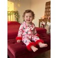 thumbnail image 6 of RUINIXCW Kids Toddler Baby Girl Christmas Silk Stain Pajamas Set Spring Fall Winter PJS Sleepwear Long Sleeve Button Down Collar Shirt Tops Pants Set, 6 of 10