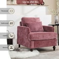 thumbnail image 3 of BISHE Mid Century Modern Armchair, Solid Wood Frame Accent Chair with Tufted Chenille Upholstery & Studded Details, Comfortable Lounge Chair for Living Room, Bedroom or Reading Nook, Wine Red, 3 of 6