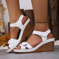 thumbnail image 5 of Miluxas Women's Wedge Sandals Platform, Ankle Strap Wedge Sandals Open Toe Casual Summer Classic Wedge Sandals White 9.5(43), 5 of 8