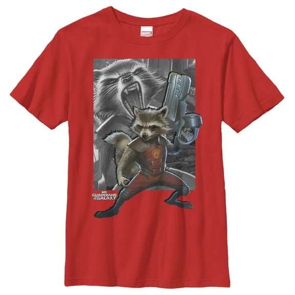 Boy's Marvel Guardians of the Galaxy Rocket Gun Graphic Tee Red Large