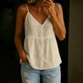thumbnail image 2 of TEAJOPSUU Camisole Tops for Women V Neck Sleeveless Spaghetti Strap Button Down Tank Tops Solid Color Cami Blouses for Everyday Casual Summer Daily Beige, 2 of 6