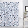 thumbnail image 4 of JUPA Place Premium Polyester Fabric Blue Floral  Shower Curtain - Mildew Resistant, Machine Washable, Modern Farmhouse Bohemian Design Shower Bathtub Curtain- Includes 12 Hooks, 4 of 6
