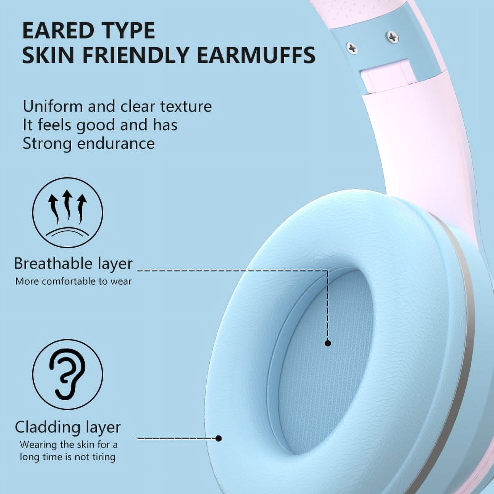 Cat Ear Gradient Bluetooth Headphone RGB Light TF/AUX HIFI Surround Stereo ANC Noise Reduction Headset for Playing games