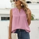 thumbnail image 2 of Camiseta sin mangas para mujer con cuello en V y encaje holgado, color sólido, camisa casual de gasa fresca para uso diario, 2 of 6