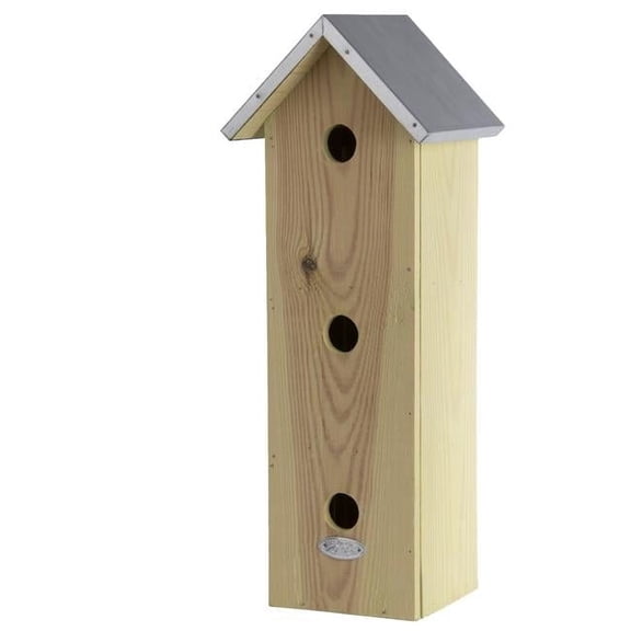 Esschert Design USA NKM Three Story Sparrow Birdhouse, 7.87"D x 20.08"W x 6.69"H, Natural