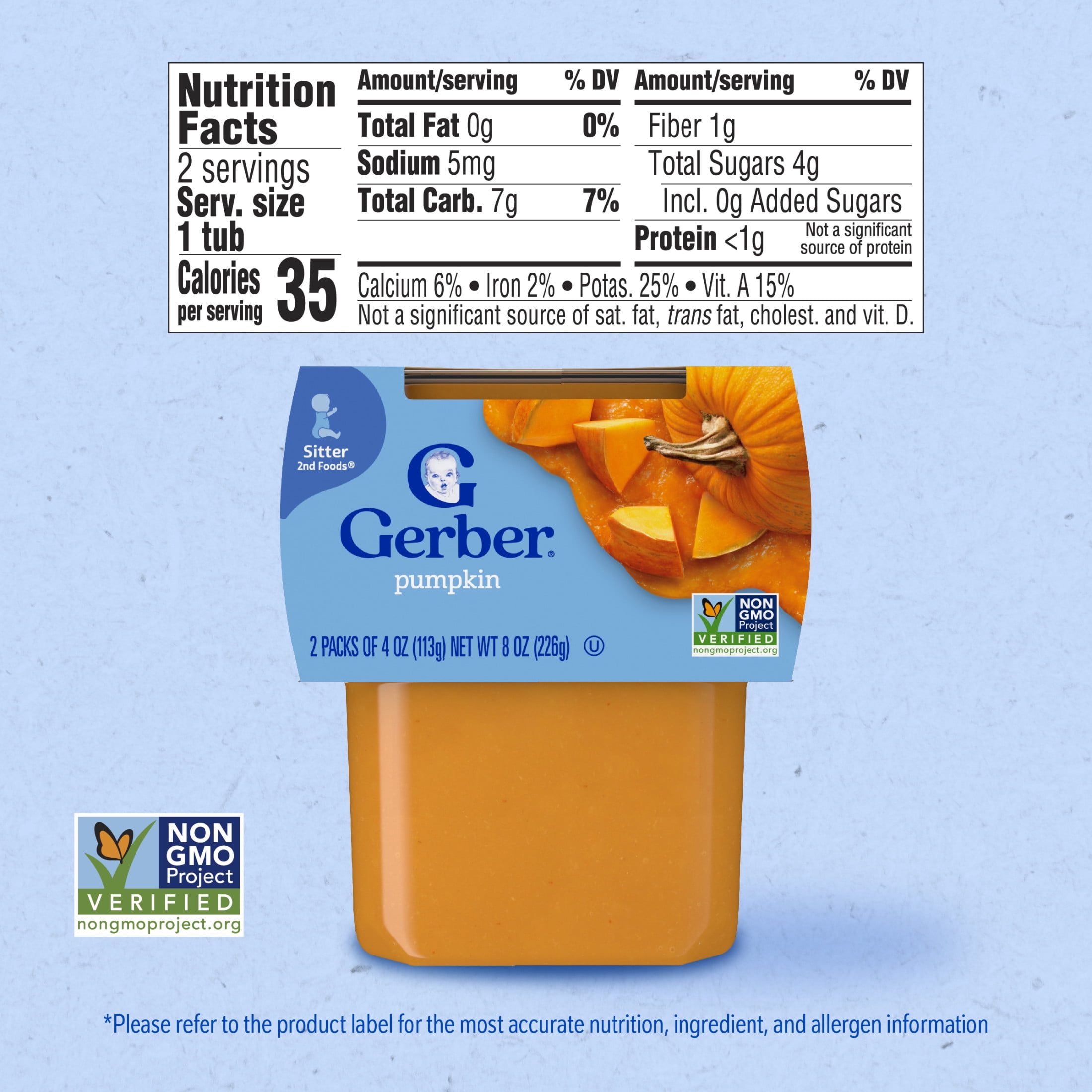 (12 pack) Gerber Stage 2 Baby Food, Pumpkin Puree Tubs, Baby Puree, 2PK 8 oz