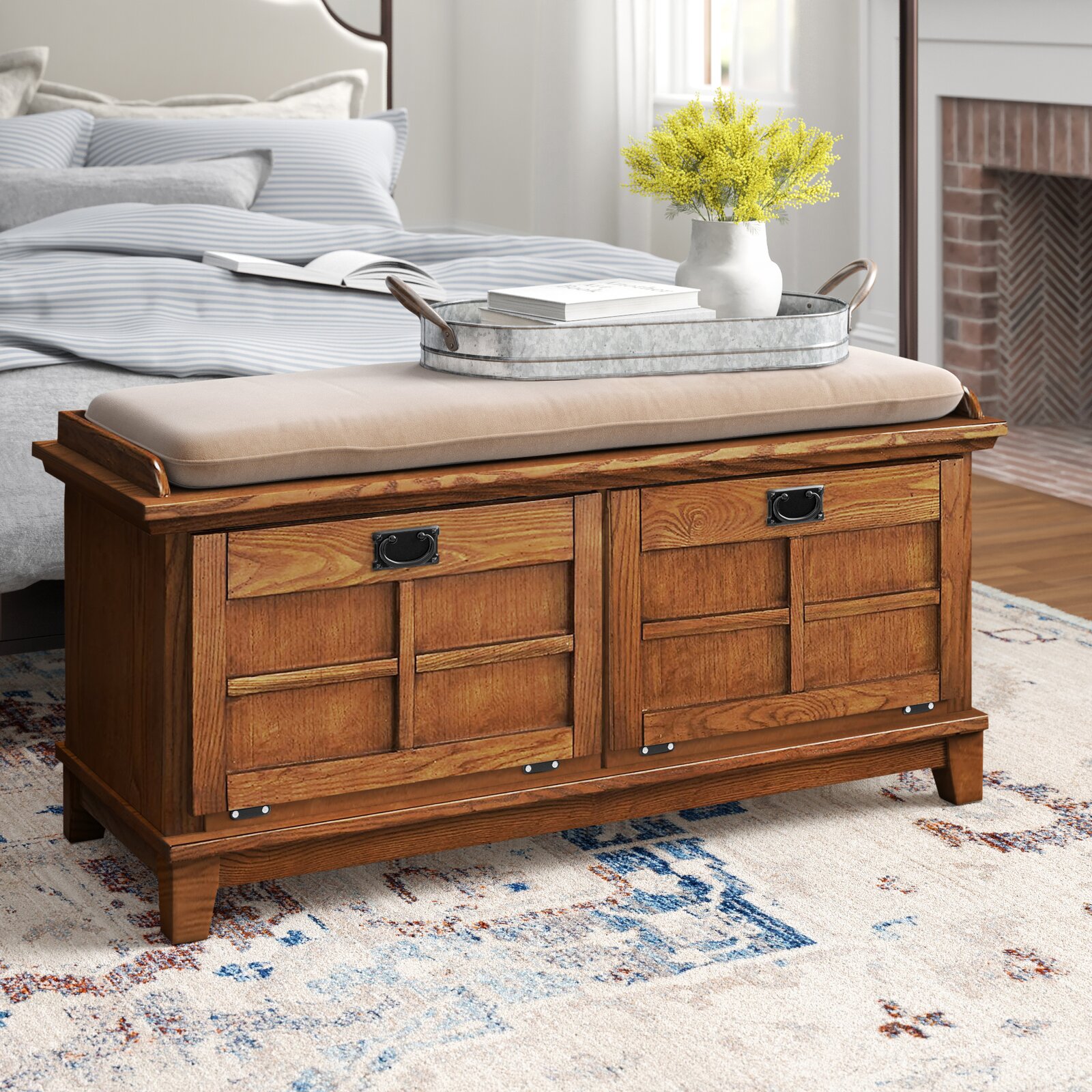 Ferryhill Solid Wood Storage Bench, Solid Wood, Upholstery