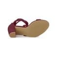 thumbnail image 5 of BLISSFUL STEP Crisscross Lace Up Mid Block Heels Sandals for Women Burgundy 7, 5 of 7