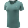 thumbnail image 6 of NELEUS Women's Compression Shirt Yoga Tight Tops Workout Athletic Short Sleeves 3 Pack,Blackish Green+Purple+Pink,US Size M, 6 of 8