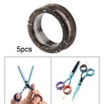 thumbnail image 4 of 5 piezas de anillos tijeras de silicona, anillos protectores de suave para tijeras de mascotas corte de cabellero de peluquero , color Marrón, 4 of 8