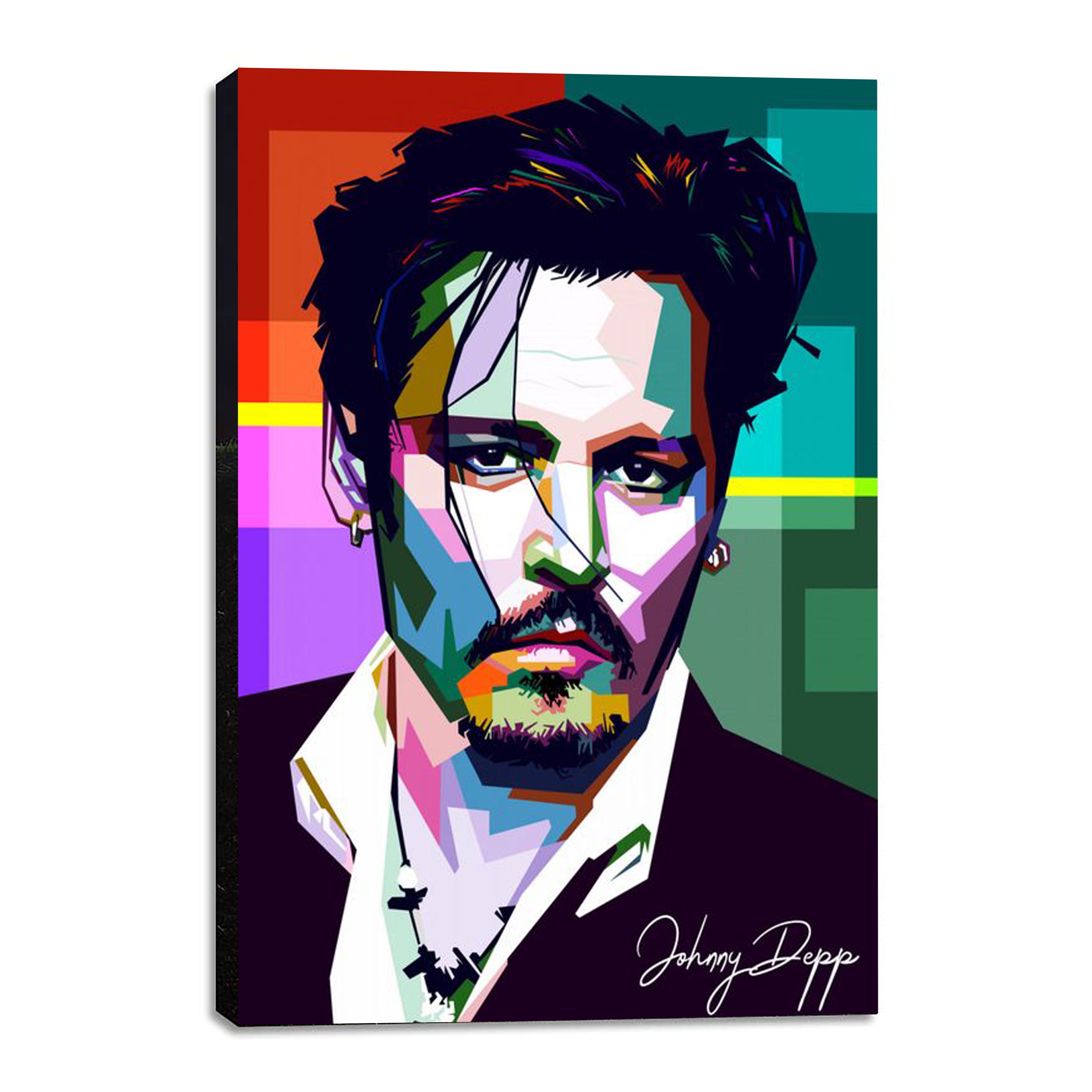 Johnny Depp, Colorful Canvas, Pop Wall Art, Famous People WPAP Canvas ...