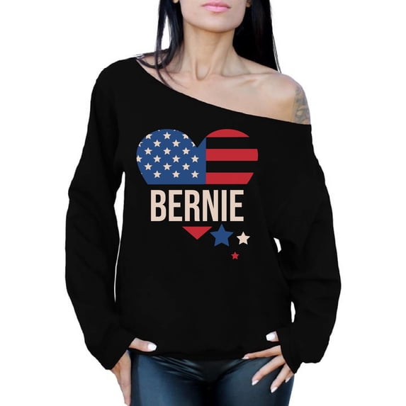 Awkward Styles Bernie Sweatshirt USA Flag Patriotic Off Shoulder Tops for Women Bernie Sanders Sweater