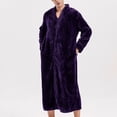 thumbnail image 3 of Previn Men's Flannel Robe Long Sleeve Winter Thick Long BathrobeZip Up House Coat Fuzzy Zipper V Neck Fleece Sleepwear Purple Small-Medium, 3 of 4